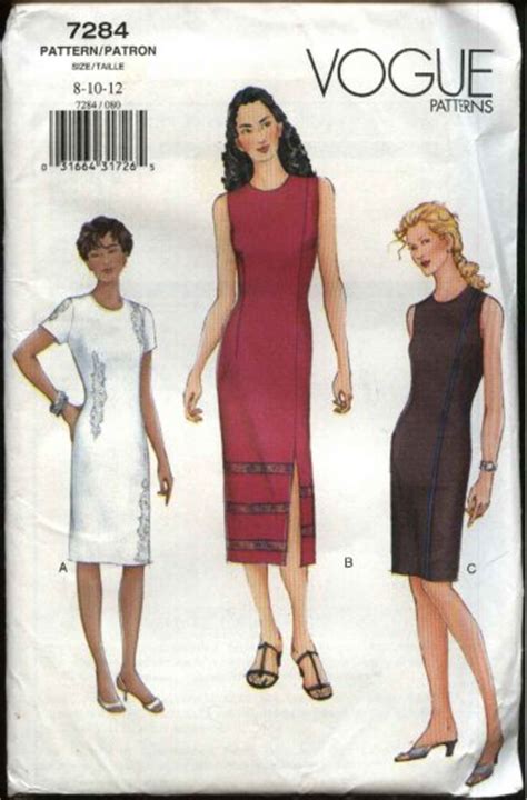 Vogue Sewing Pattern 7284 Misses Size 8 12 Easy Sheath Summer Dress