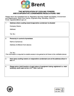 Fillable Online Brent Gov Cooling Towers Registration Bformb Brent