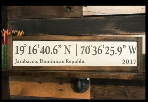 Hand Painted Wooden Coordinates Sign Etsy