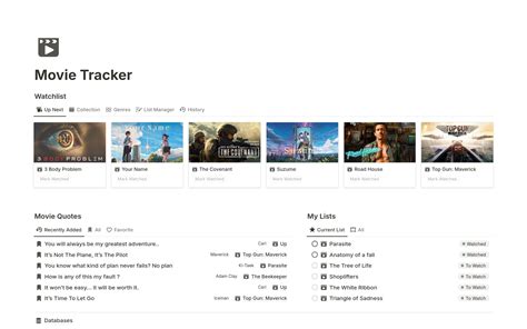 Movie Tracker Watchlist Template Notion Marketplace