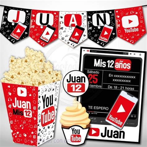 Kit Imprimible Personalizado Deco Youtube Festejemos Con Estilo