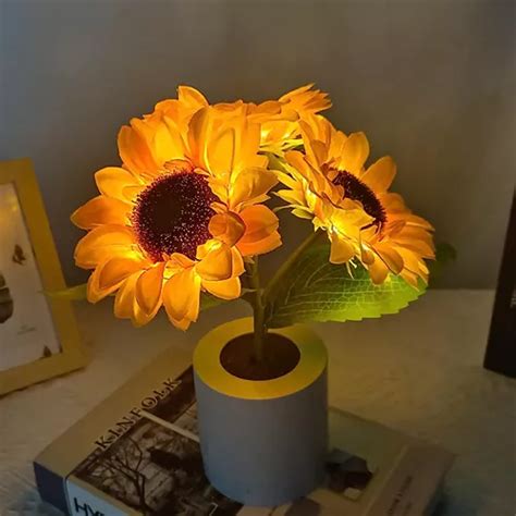 Girasol Artificial En Maceta Con Luz Nocturna Led Cuotas sin interés