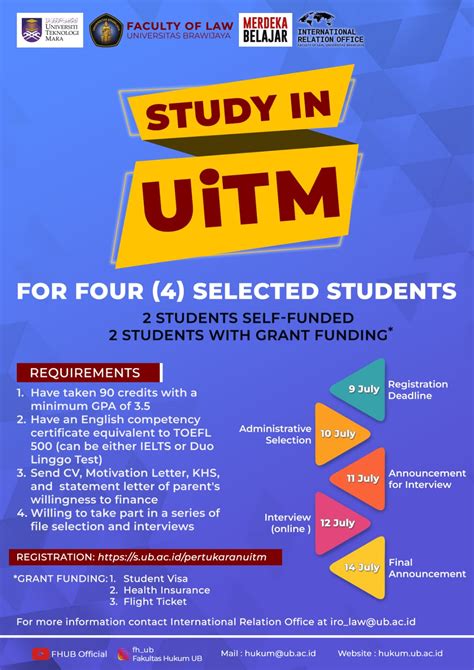 Study At University Teknologi MARA Malaysia For 1 Semester Credit