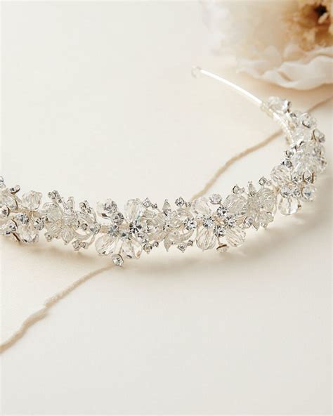 Swarovski Crystal Bridal Headband Silver Rhinestone Bridal Etsy