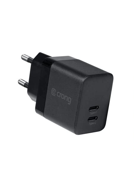 Ładowarka sieciowa Crong Utra Compact GaN 35W PD 3 0 2x USB C czarny