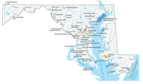 Maryland State Map - Places and Landmarks - GIS Geography