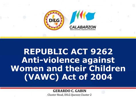 Vawc Ra 9262 Anti Violence Against Women And Their Children Ppt