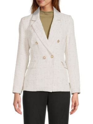 Nanette Lepore Metallic Textured Double Breasted Blazer On Sale Saks