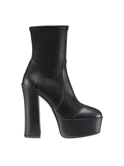 Stuart Weitzman Skyhigh145 Leather Platform Booties In Black Lyst