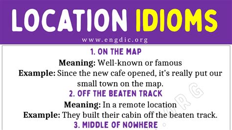 Location Idioms With Meaning And Examples Engdic