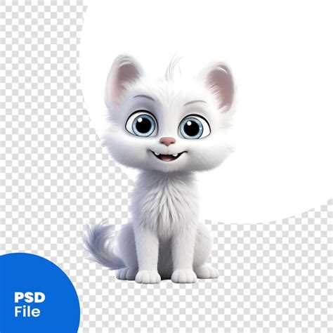 Ilustraci N Procesada En D De Un Lindo Gatito Blanco Sentado Sobre