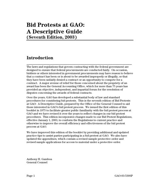 Gao Protest Regs | Government Accountability Office | Lawyer