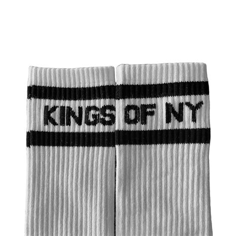 Vintage Striped White And Black Logo Men S Crew Socks Kings Of Ny