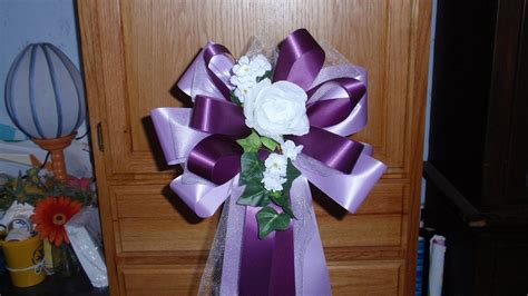 10 Lavender Dark Purple White Rose Pew Bows Wedding By Superbuy4j