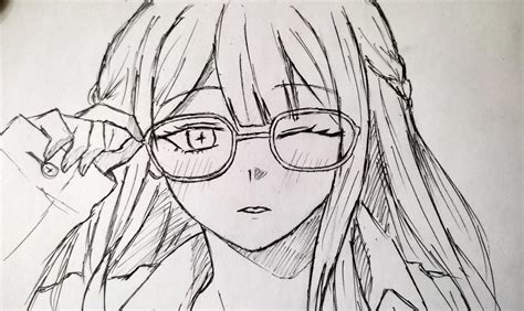 Anime girl wearing glasses by MiaBartsArtworks on DeviantArt