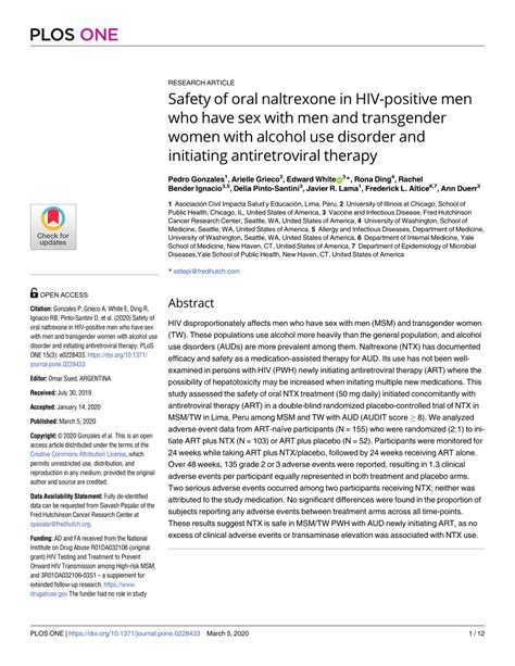 Pdf Safety Of Oral Naltrexone In Hiv Positive Men Who Have Sex With