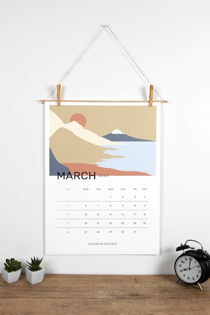 Premium PSD | Wall hanging calendar mock-up design