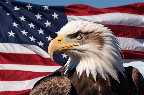 Premium Photo Eagle With American Flag Flies In Freedom