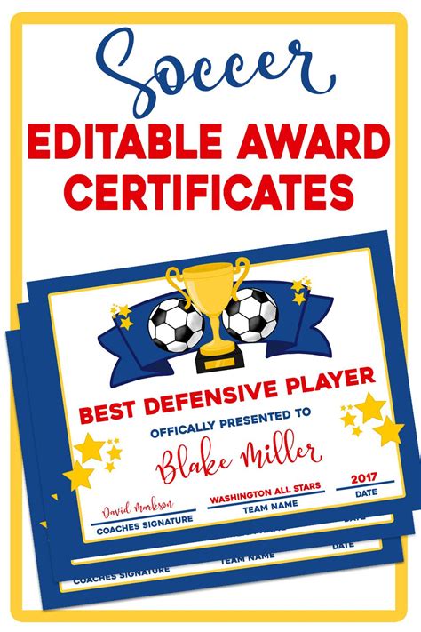 Soccer Team Awards Editable Pdf File Soccer Certificates End Of