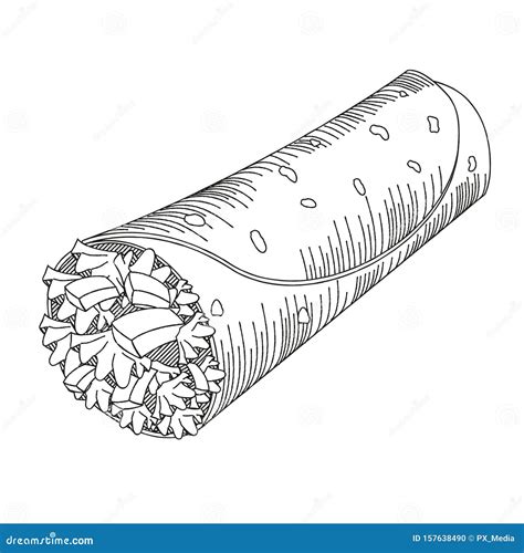 Tortilla Wrap Black And White Illustration Drawing Cartoondealer