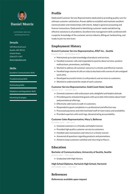 5 Customer Service Representative Resume Examples Templates 2025