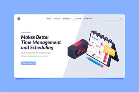 Free Vector Isometric Time Management Landing Page