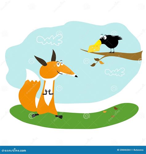 Fox, Cheese And Crow Stock Images - Image: 20846564