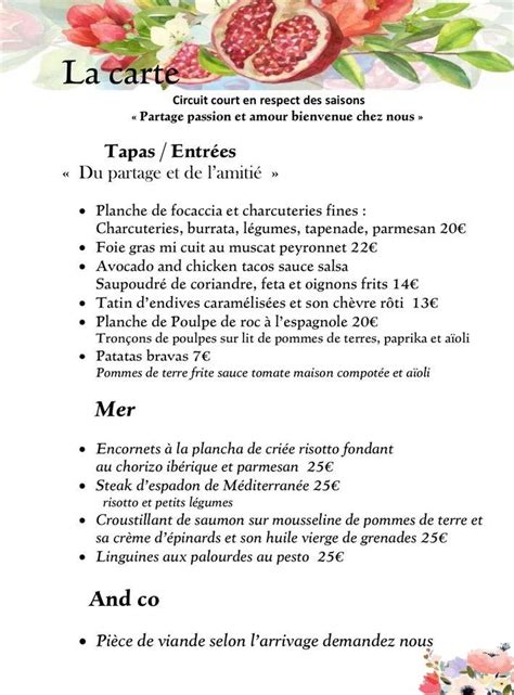 Menu Au Mer And Co Restaurant Balaruc Les Bains