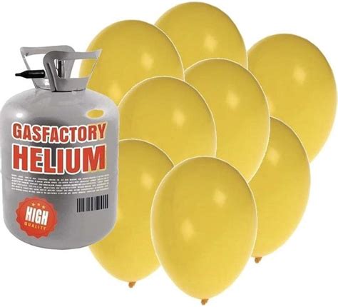 Helium Tank Met Gele Ballonnen Geel Heliumgas Met Ballonnen Voor