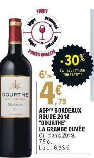 Promo Aop Bordeaux Rouge 2018 dourthe La Grande Cuvée 30 De