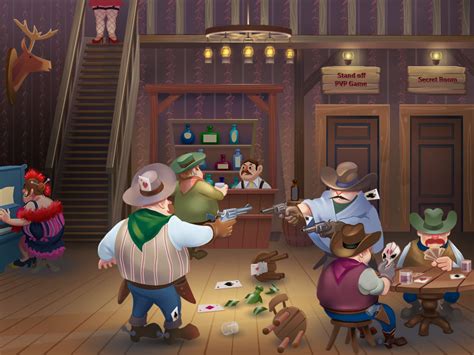 Иллюстрация Бар дикий запад в стиле 2d | Illustrators.ru
