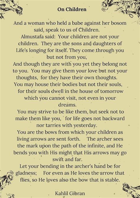 On Children By Kahlil Gibran Etsy