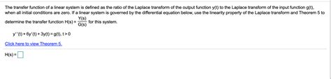 Solved The Transfer Function Of A Linear System Is Defined Chegg