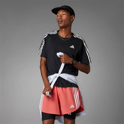 Adidas Own The Run 3 Stripes Tee Black Adidas Ke