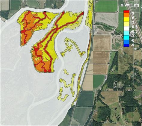 Figure K57 Contour Map Of Change In Wse For Low Flow And High Tide