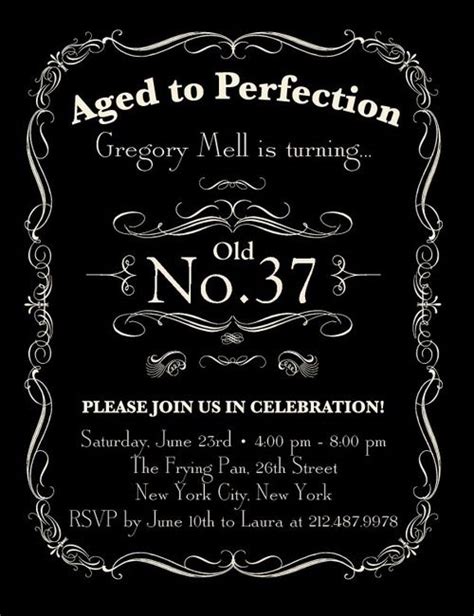 Aged To Perfection Adult Birthday Party Invitations In Black Ceci