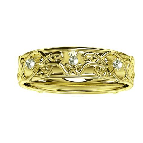 Scottish Thistle Edinburgh Celtic Ring With Diamonds Tappit Hen