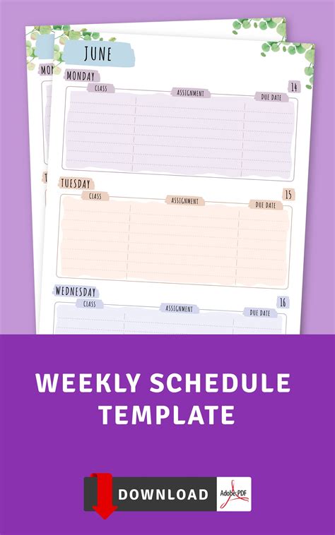 Weekly Schedule Printable Pastel Free Printable Schedules