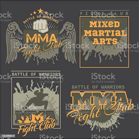 Mma Labels Vector Mixed Martial Arts Design Stock Illustration