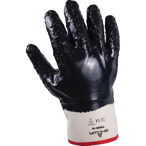 Showa Nitri Pro 7166R Nitrile Coated Gloves Rough Holliston S Inc