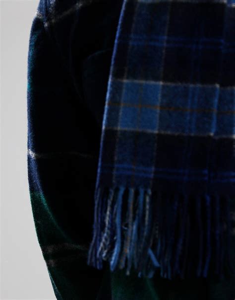 Barbour Tartan Lambswool Scarf Midnight Terraces Menswear