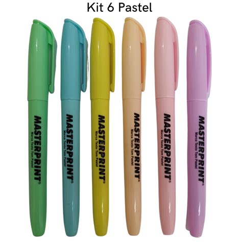 Kit Canetas Marca Texto Tom Pastel Masterprint Cores Variadas