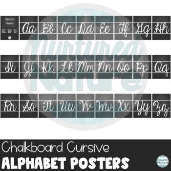 Cursive Alphabet Poster Set Chalkboard Letters Printable Farmhouse