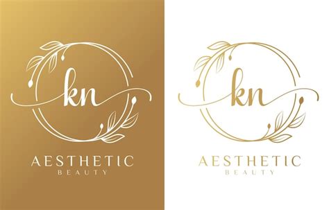 Logotipo De Belleza De La Letra Kn Con Adornos Floridos Vector Premium