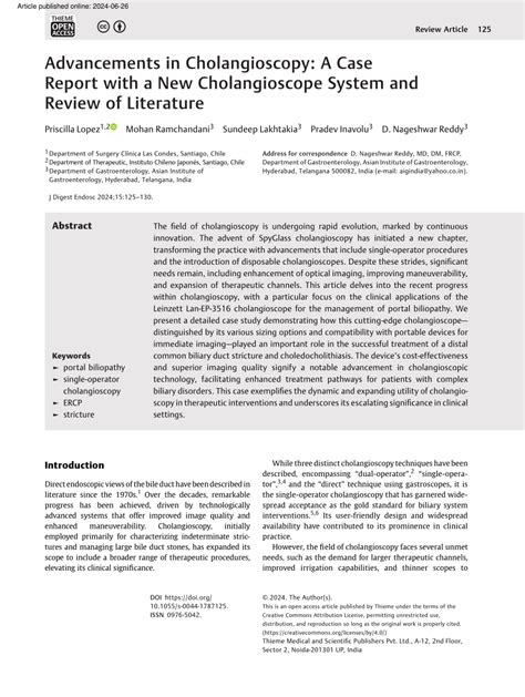 PDF Advancements In Cholangioscopy A Case Report With A New