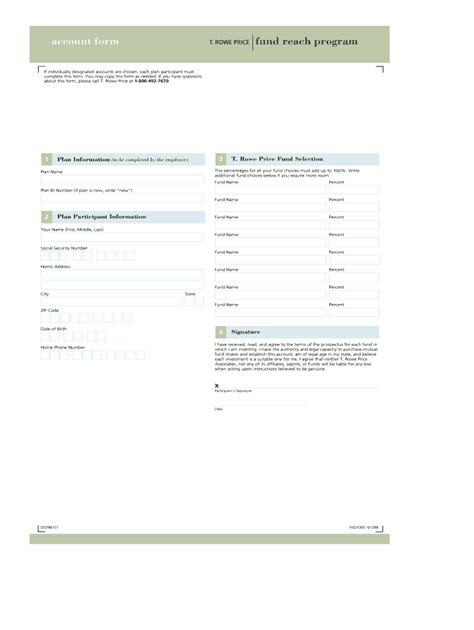 Fillable Online T Rowe Price Fund Reach Program Account Form Fax Email