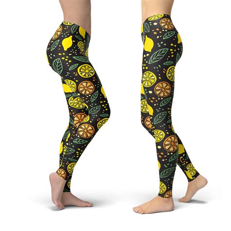 Lemon Leggings Fruit Leggings Summer Leggings Workout Etsy