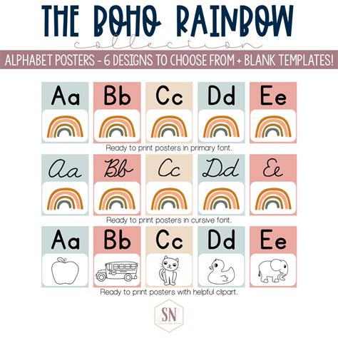 Boho Rainbow Alphabet Posters Stephanie Nash