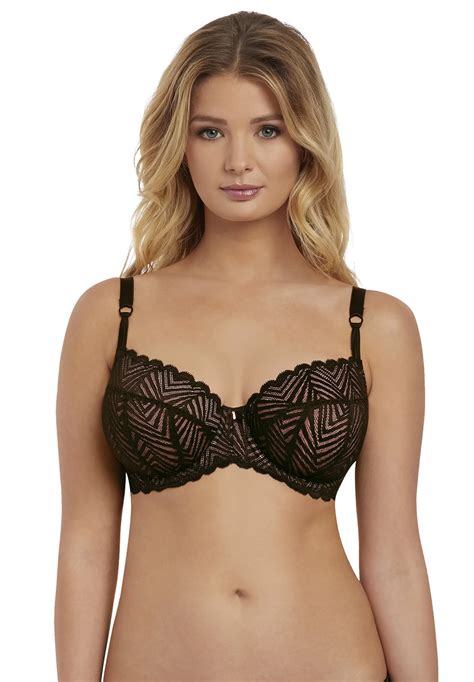 Freya Womens Escape Lace Padded Half Cup Bra 38dd Ebony