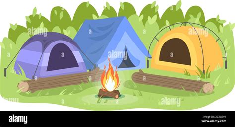 Day Camp Semi Flat Vector Illustration Stock Vector Image And Art Alamy